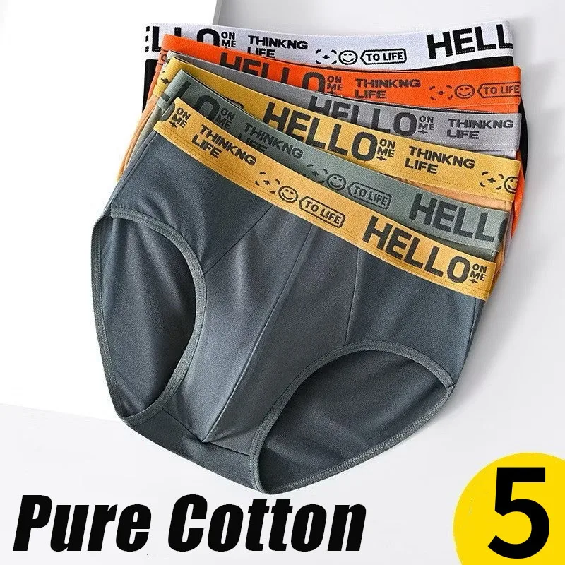Lot de 5 sous-vêtements pour hommes, 95% coton, culottes douces pour hommes, boxers triangulaires de sport, culottes respirantes pour hommes, sous-vêtements pour hommes