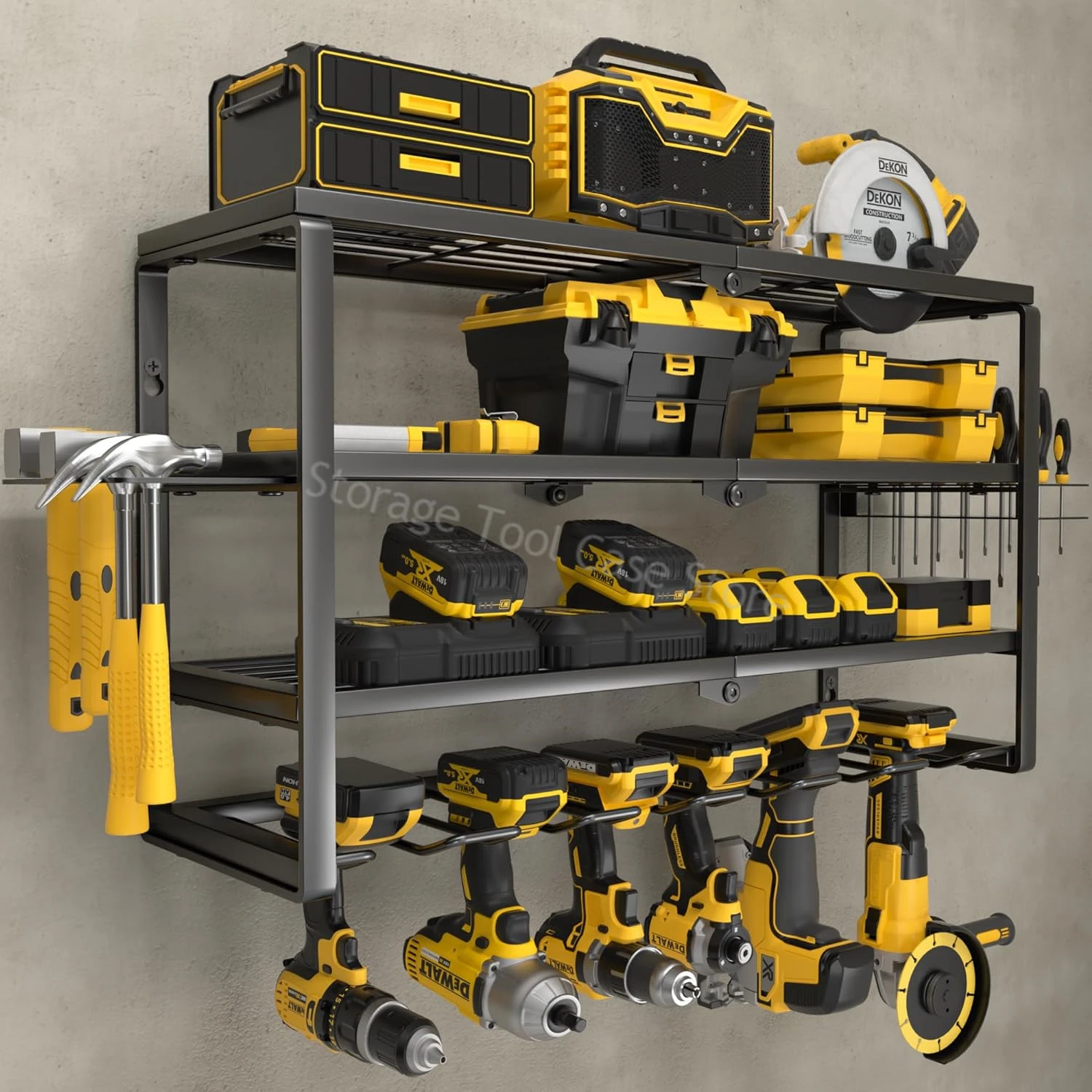 Organisateur d'outils à 3 niveaux, étagère murale pour outils, armoire de rangement pour perceuse électrique, chariot à outils, ensemble de rangement pour outils, armoire à outils pour garage et atelier