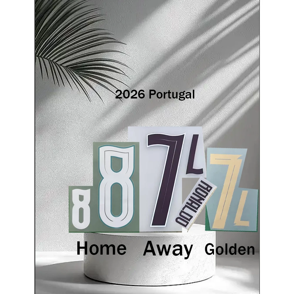 Maillots de football Portugal 2026 domicile et extérieur pour adultes et enfants, avec nom et numéro thermocollants VITINHA et FERNANDES 8B, dorés, qualité supérieure.