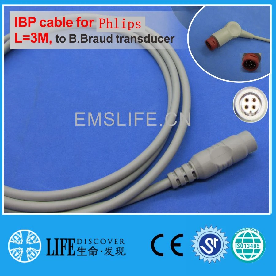 Câble de transducteur de pression jetable IBP pour PH Intellivue Utah Abbott BD B.Brauu Edward - Accessoire d