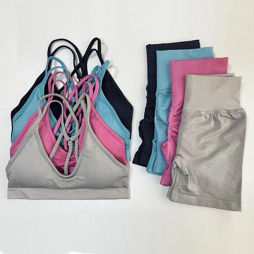 Ensemble de shorts Ignite pour femmes, 2 pièces, ensemble de yoga, soutien-gorge de sport à bretelles et shorts de sport à effet push-up, vêtements de sport, tenue de fitness