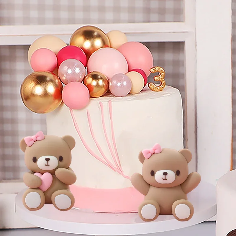 23 boules de décoration de gâteau ours pour la décoration de gâteaux, décorations de fête, décorations de mariage, décorations de baptême de bébé et sexe