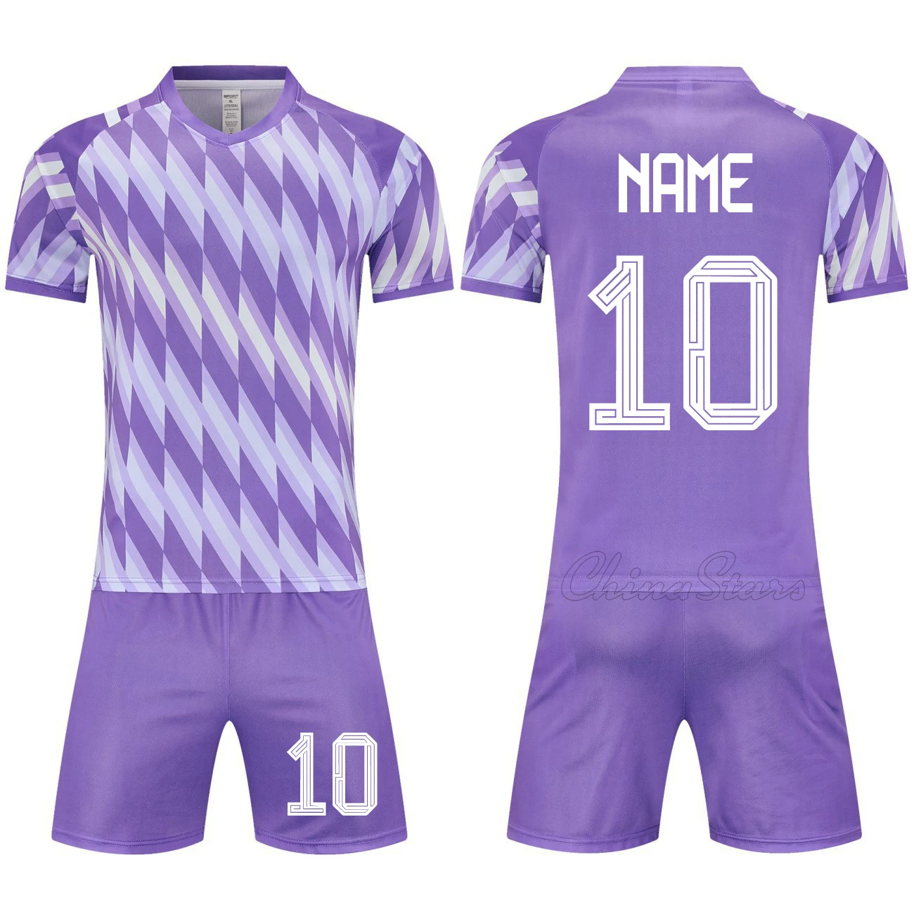 Ensemble de maillots de football personnalisés en violet pour homme, maillots de football en gros, uniformes d