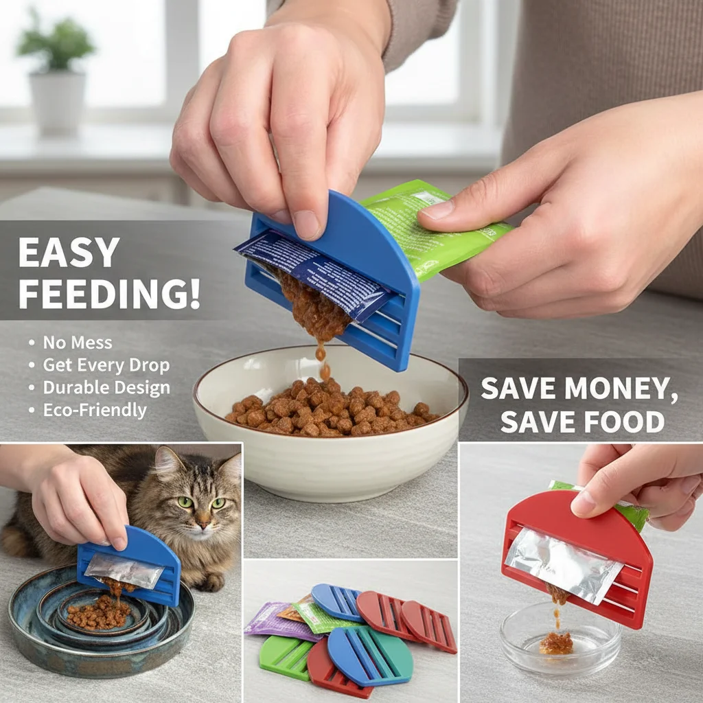 Clip de fermeture pour sacs d'aliments pour chats, réutilisable, pince de scellage pour conserver la fraîcheur des aliments pour animaux, accessoires pour animaux de compagnie pour le stockage des aliments secs.