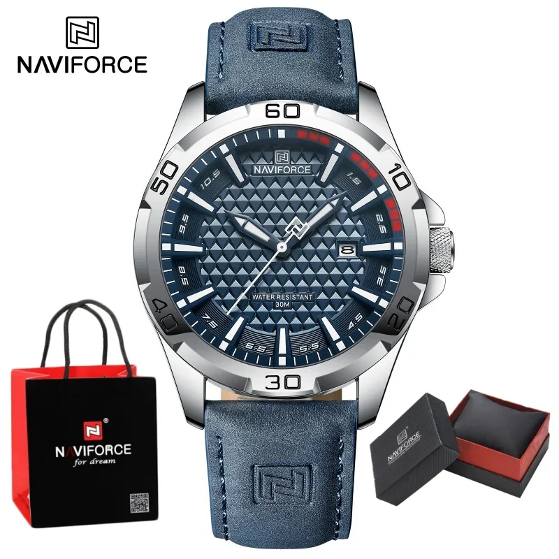 Nouvelle montre-bracelet NAVIFORCE pour homme, style tendance, luxe, quartz, sport, résistante aux chocs, étanche, cuir, décontractée, coffret cadeau