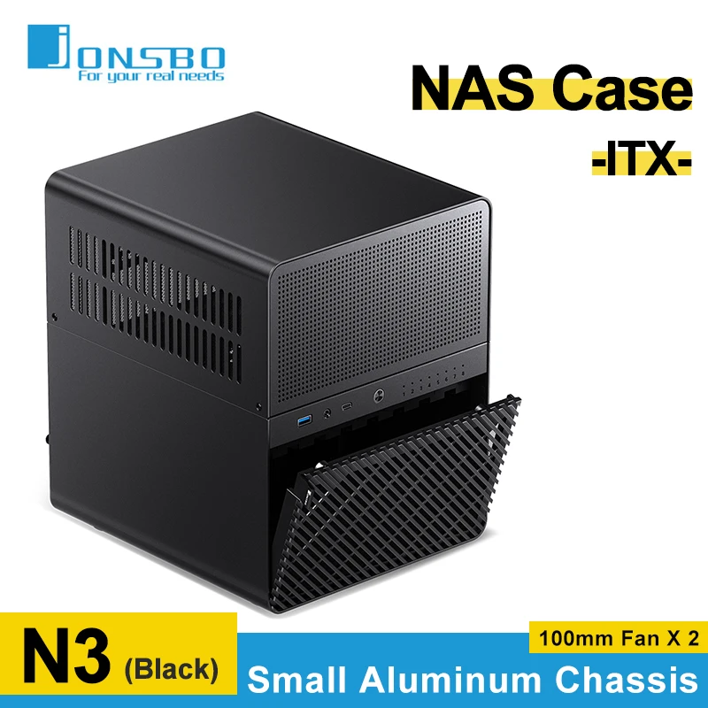 JONSBO N3 NAS Mini boîtier 8 disque dur ordinateur boîtier PC tout-en-un en aluminium ITX châssis Support 130mm refroidisseur de processeur avec ventilateur 100mm X2