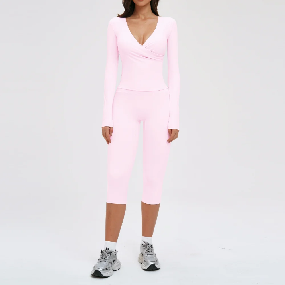 Ensemble de yoga 2 pièces, vêtements de sport pour femmes, tenues de sport, vêtements de sport pour femmes, ensembles de fitness, pantalon évasé à manches longues, survêtement