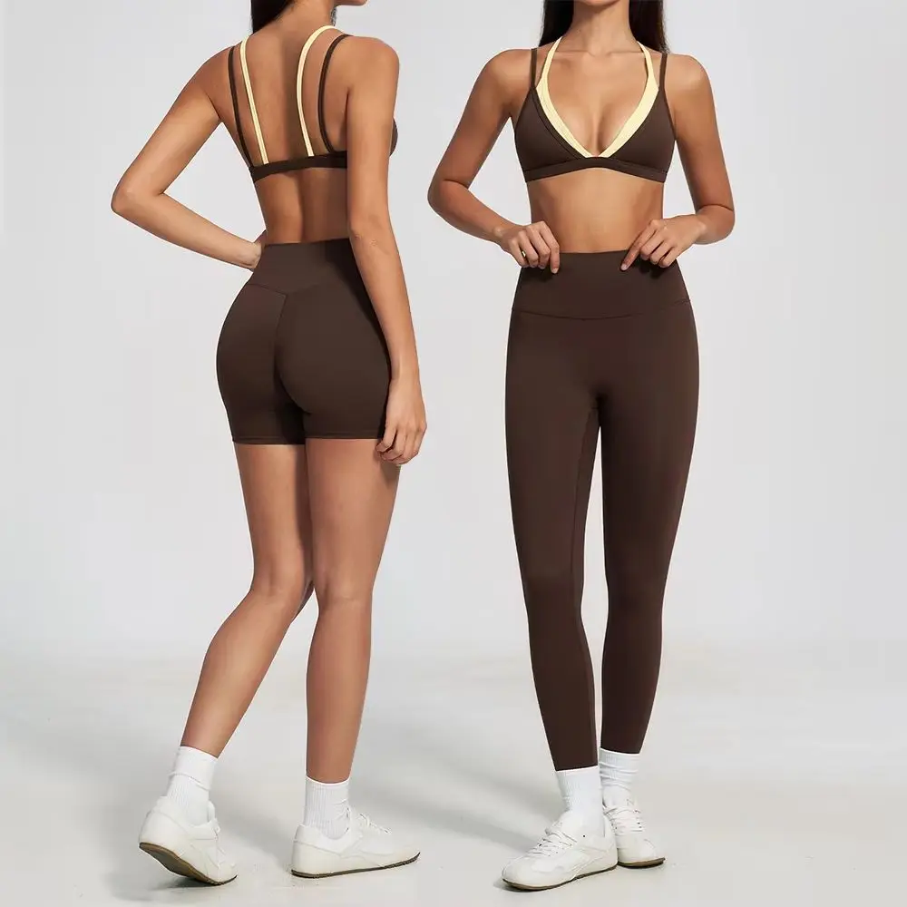 Ensembles de yoga 2 pièces pour femmes, vêtements de fitness, tenue de sport, soutien-gorge de sport, leggings taille haute, ensemble de vêtements de gym, shorts de sport