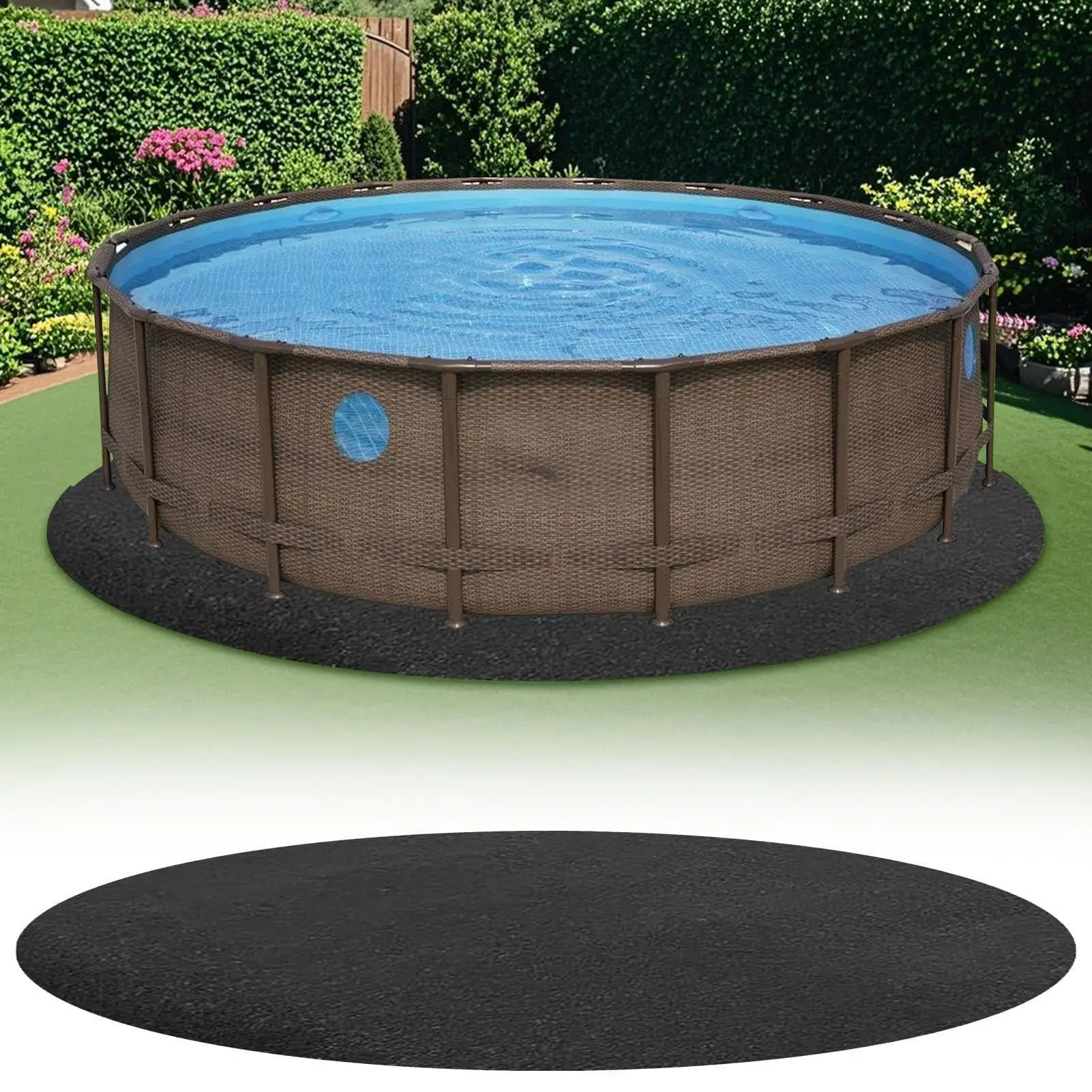 Bâche de protection pour piscine, tapis de sol rond pour piscine, tapis antidérapant et imperméable pour spa, rembourrage de piscine, tapis de revêtement pour piscine, bâche de fond de piscine