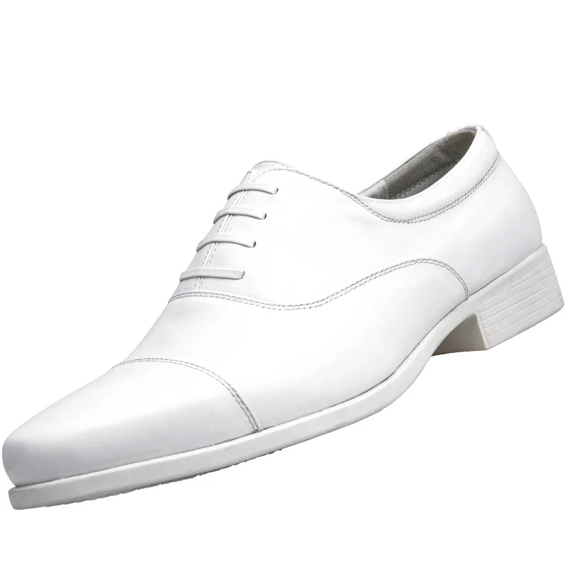 Chaussures Oxford pour hommes de haute qualité, chaussures habillées blanches pour hommes, chaussures de bureau, chaussures de mariage, lacets, bout rond, chaussures en cuir pour hommes, Chaussure Homme