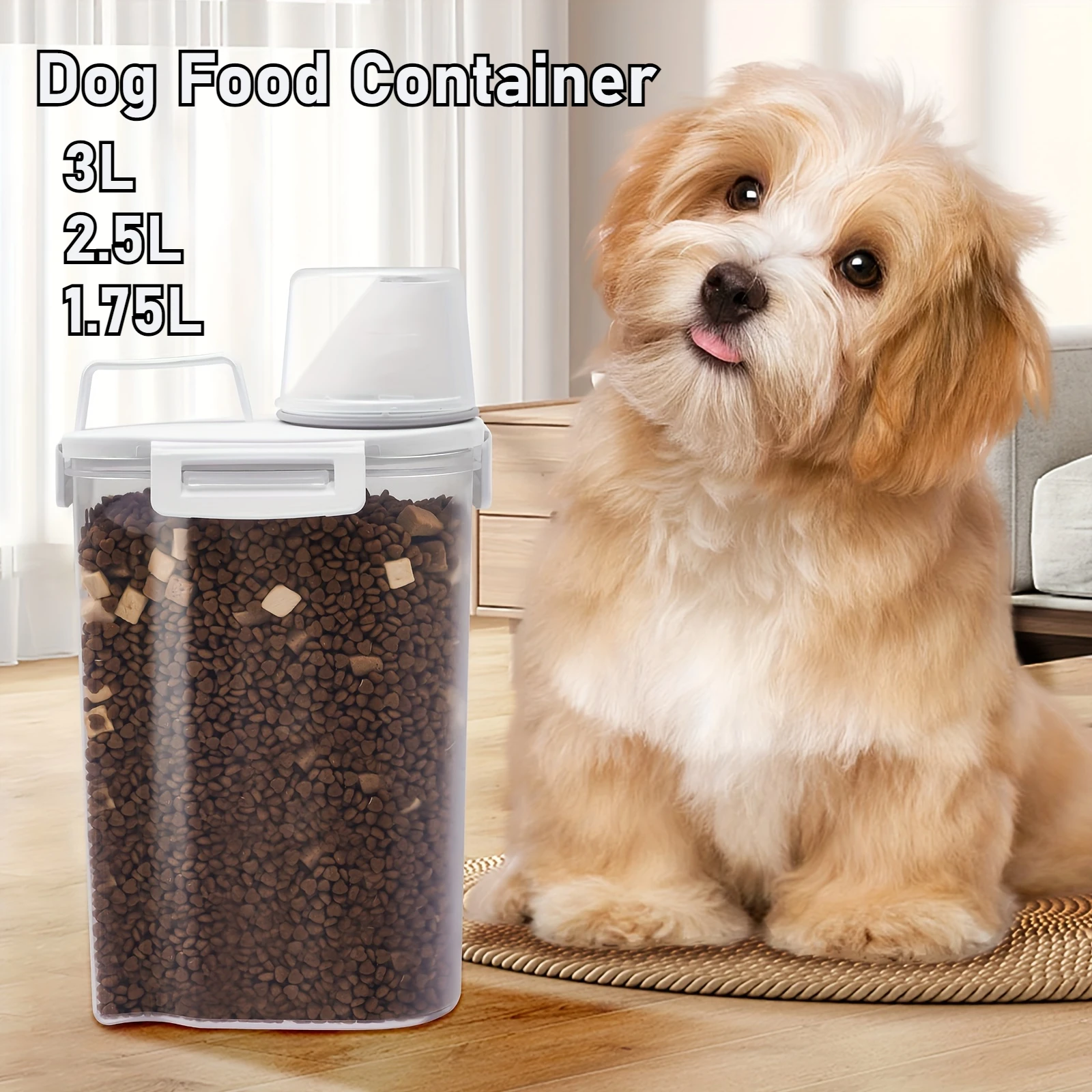 Conteneur pour nourriture pour chien, boîte de stockage scellée avec couvercle - Anti-humidité et anti-fuite, idéal pour la nourriture pour chien, la nourriture pour chat, les friandises pour animaux de compagnie.
