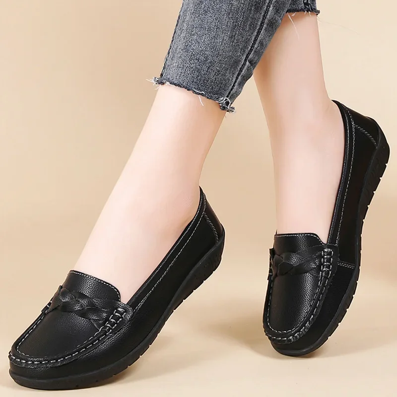 Chaussures femmes 2025 nouveaux mocassins sans lacet chaussures plates en cuir femme chaussures plates confortables femmes blanc Zapatos Mujer chaussures pour femmes