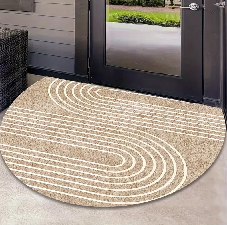 Modern Semi-circular Floor Mat Living Room Bedroom Office Terrace Hardwood Flooring Living Room Decor Geometric Pattern Carpet