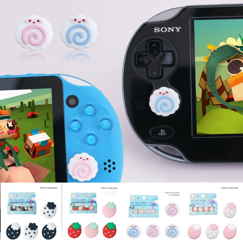 4pcs Strawberry Soft Thumb Stick Grip Cap Joystick Cover For Sony PlayStation Psvita PS Vita PSV 1000 Fat/2000 Protector Case
