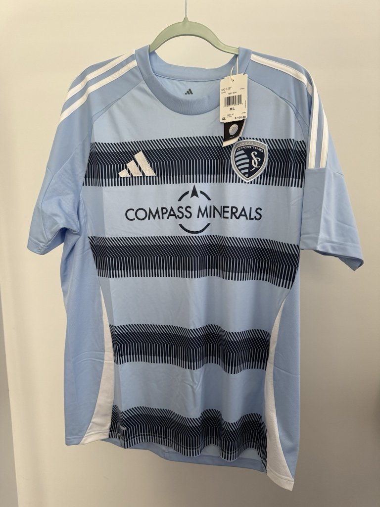 Adidas Shirts | Adidas Sporting Kc Home Jersey Men's Xl Light Blue Mls Kit Nwt $100 | Color: Blue | Size: Xl