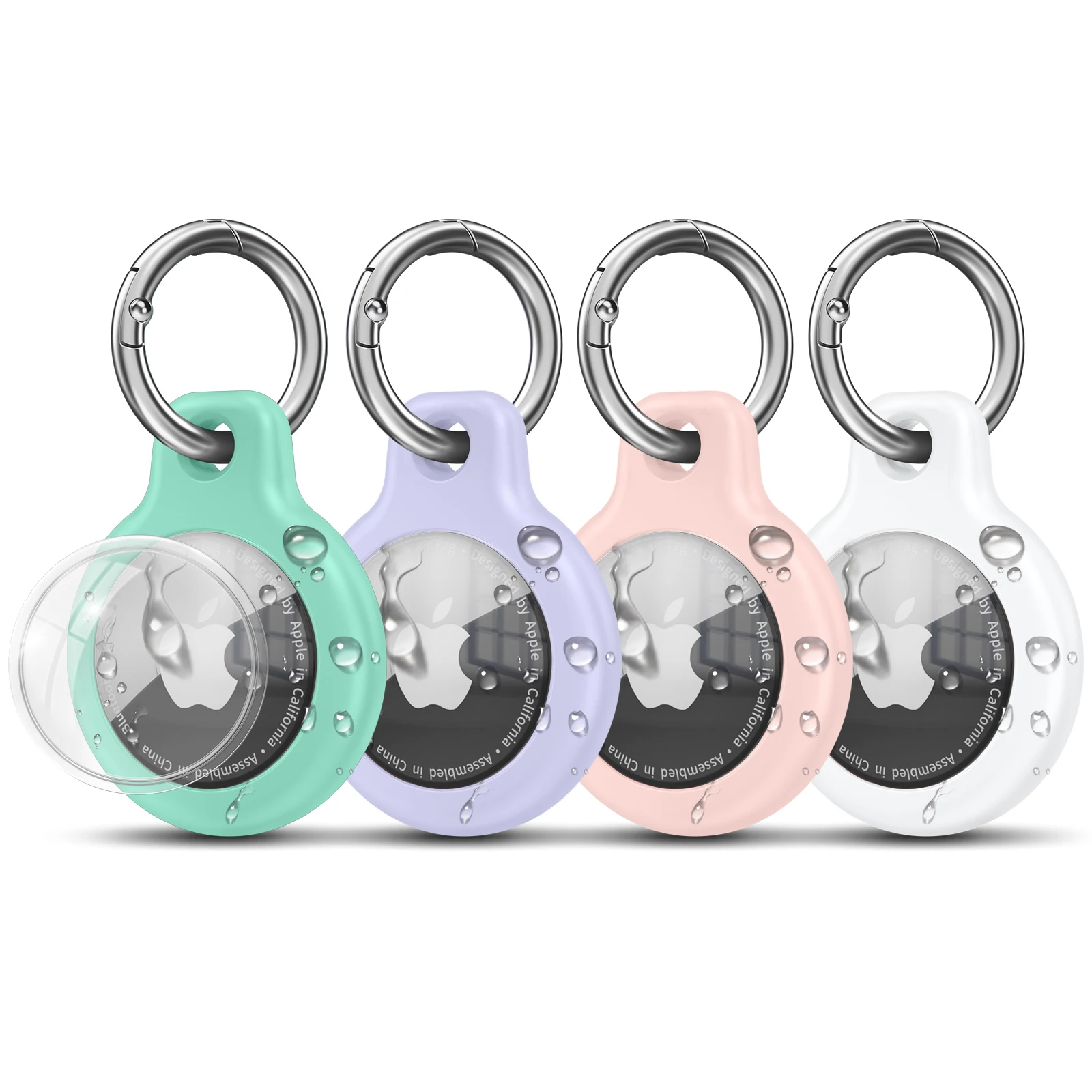 4 Stück TPU-Hülle für Apple Air Tag Halter mit Schlüsselanhänger, Schutzhülle, Tracker-Zubehör, kratzfeste Hülle für Air Tag Cases