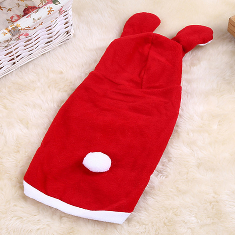 Dog Costume Hoodie Dog Clothes Cute Christmas Solid Red