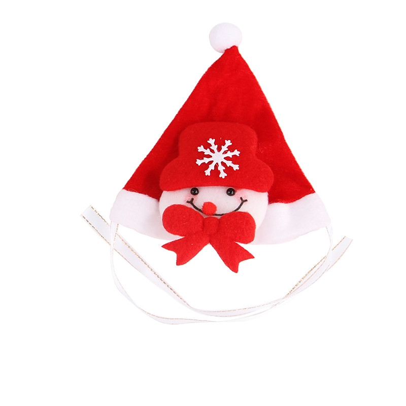 Dog Cat Bandanas Hats Christmas Costume Santa Claus Elk Gingerbread Men Santa Claus Cosplay Christmas Party Winter Dog Clothes Puppy Clothes Dog Outfits Adjustable White / Red Red / Green White
