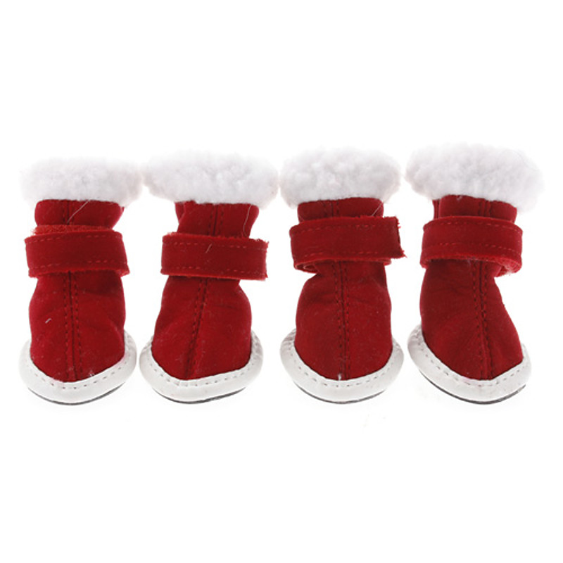 Cat Dog Shoes Boots Christmas New Year's Winter Spring/Fall Solid Red Cotton