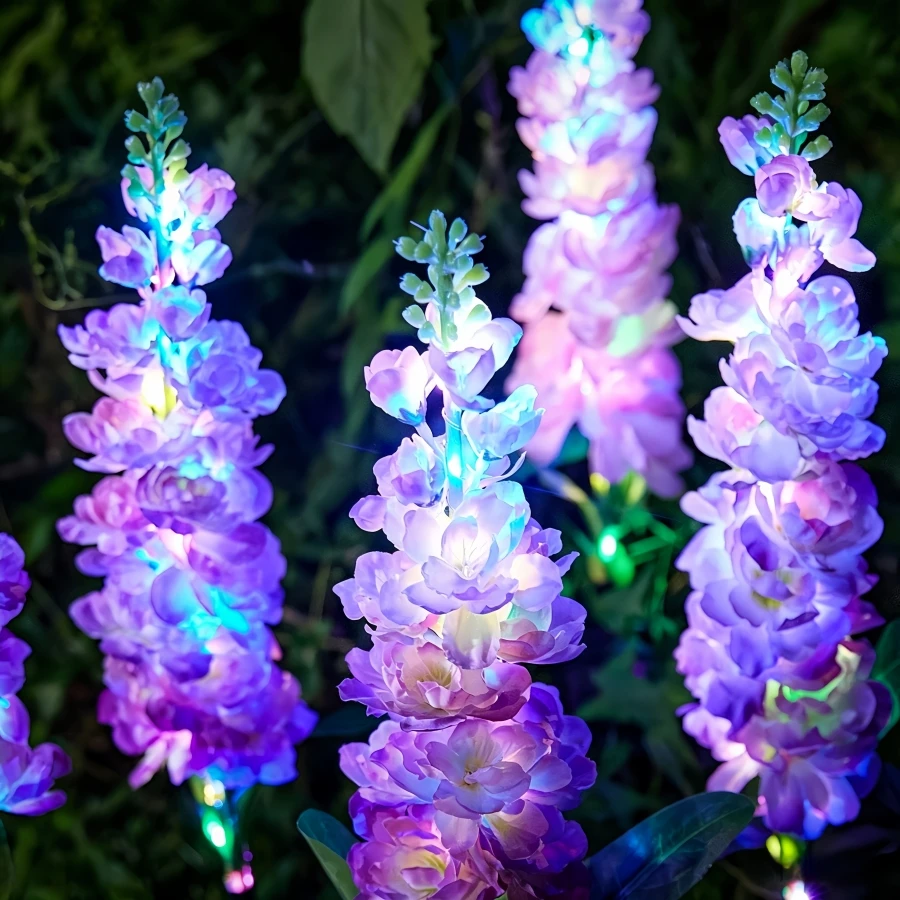 1/2pcs Solar Hyacinth Stake Lights, Outdoor Waterproof Colored Garden Lights,Garden Yard Balcony Terrace Patio Path Park Decor