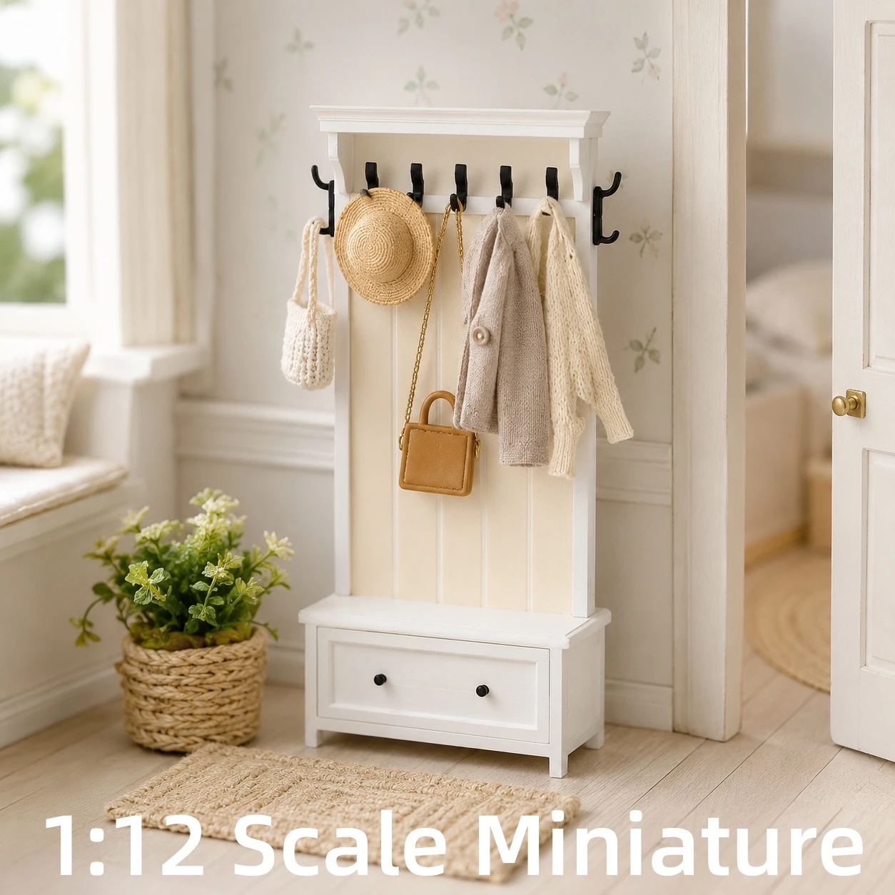 Mobilier pour maison de poupée, mobilier miniature, modèles miniatures pour maison de poupée, porte-manteau à l’échelle 1:12, en plastique, non fabriqué en bois, porte-vêtements vertical, modèle de meuble de rangement, idéal pour suspendre des...