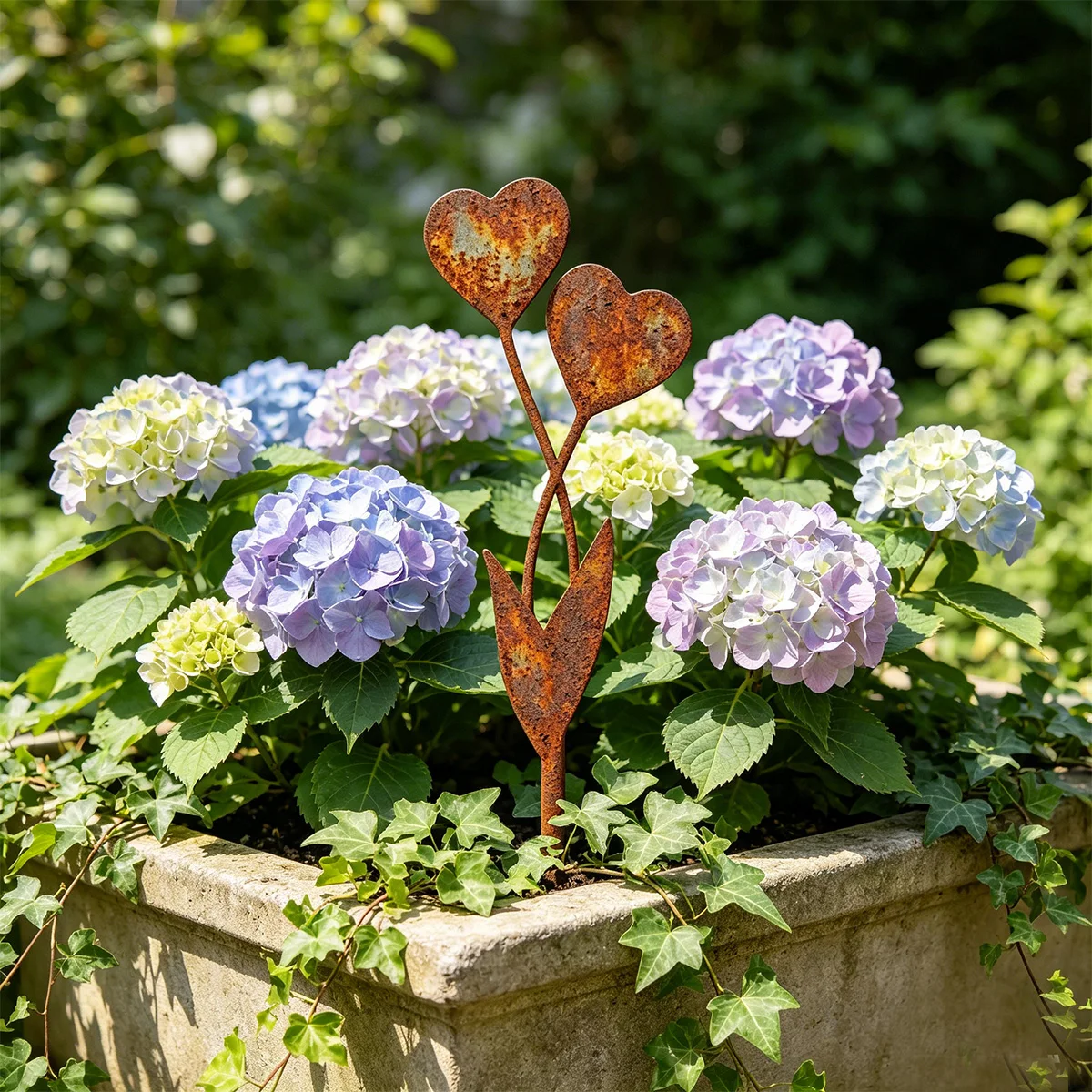 1 piquet de décoration de jardin en fer, petit piquet de jardin en forme de cœur, décoration de jardin, style vintage, adapté aux pelouses extérieures, aux jardins de cour, aux pots de fleurs, aux décorations de parter