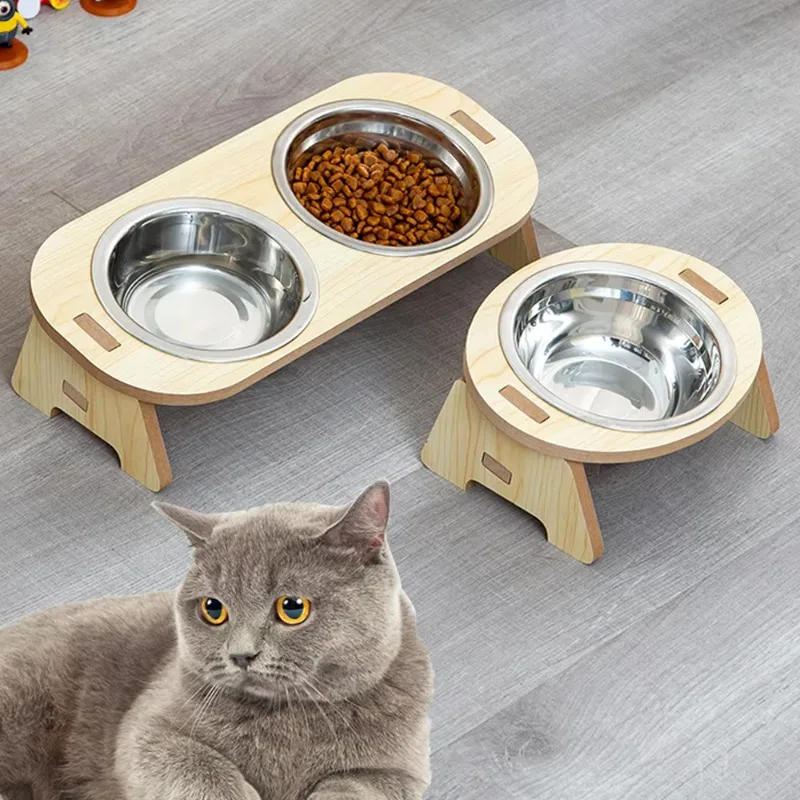 Distributeur automatique de nourriture pour animaux de compagnie, double gamelle pour chat avec système anti-renversement, récipient pour l’eau et la nourriture des chiens, support pour gamelle de nourriture pour chat, produits pour animaux de...