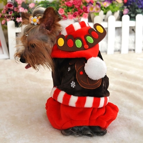 Manteaux / Pantalon / Pulls à capuche - Chiens / Chats - Hiver - Cosplay / Noël - Rouge / Marron - en Polaire - XXS / XS / S / M / L