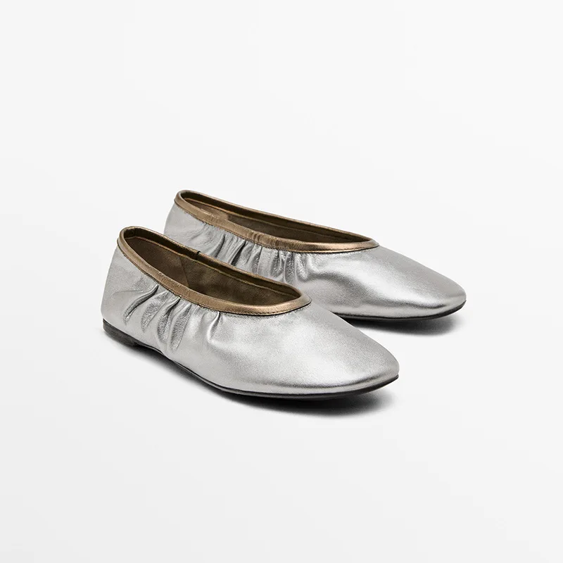 Withered Minimalist Single Shoes Women's Casual Shoes Round Toe Silver Ballet Shoes Flats Shoes Woman Shoes Shoes For Woman 2026