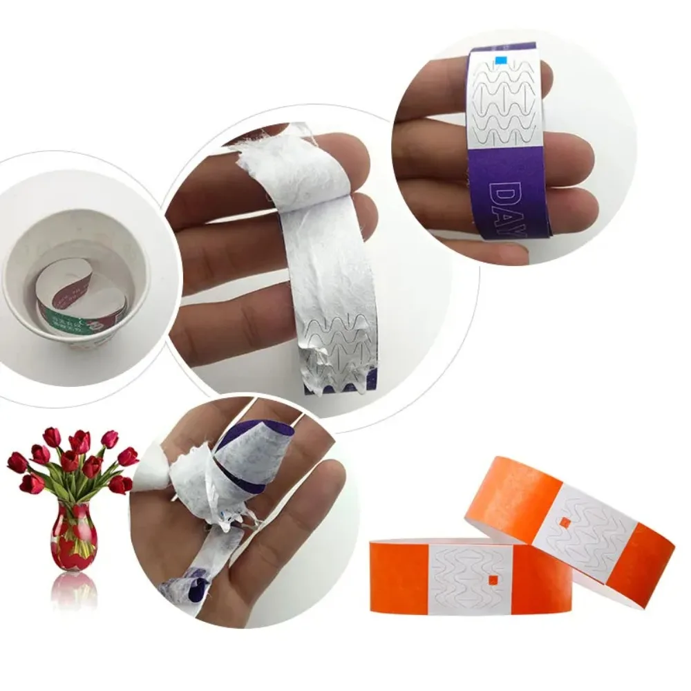 100 Bracelets Tyvek en Papier Synthétique, Étanches, Jetables, pour Contrôle d