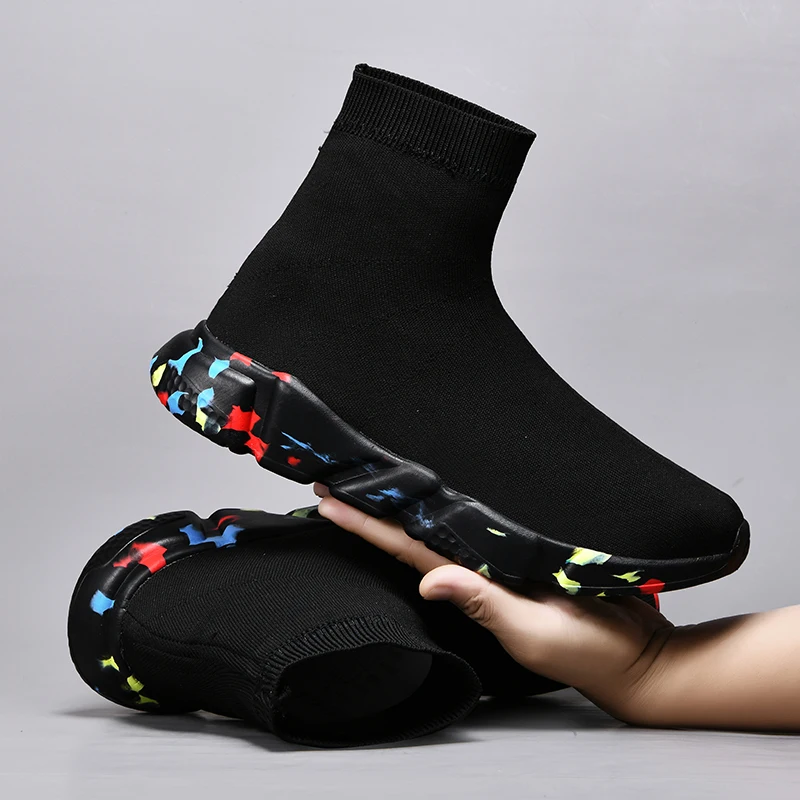 Hommes baskets noir homme chaussures baskets unisexe été confortable sans lacet appartements bas mode Non-cuir chaussettes décontractées chaussures homme baskets hommes chaussure hommes chaussures pour hommes
