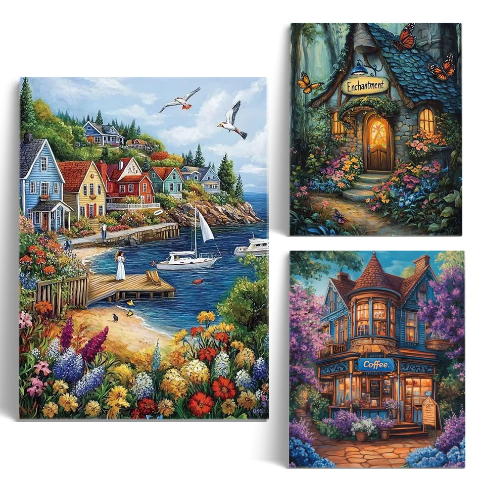 Gatyztoire bricolage peinture par numéros paysage peint à la main Art dessiner toile peinture acrylique peinture par numéros cadeau idées de bricolage