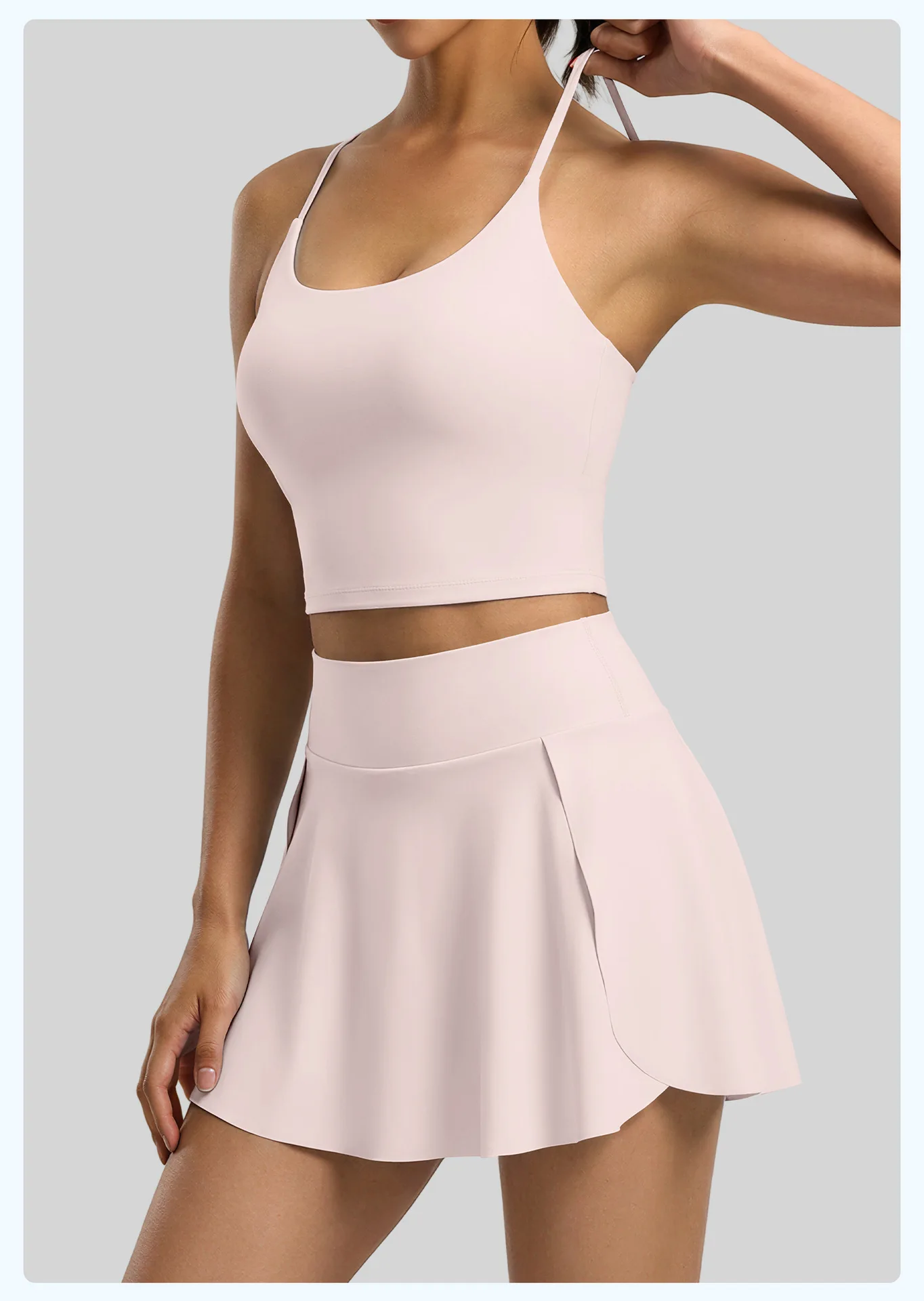 Ensemble de yoga deux pièces pour femmes, couleur unie, haut de sport, jupe de tennis, tenue de sport respirante, séchage rapide, vêtements de sport courts, vêtements d'entraînement