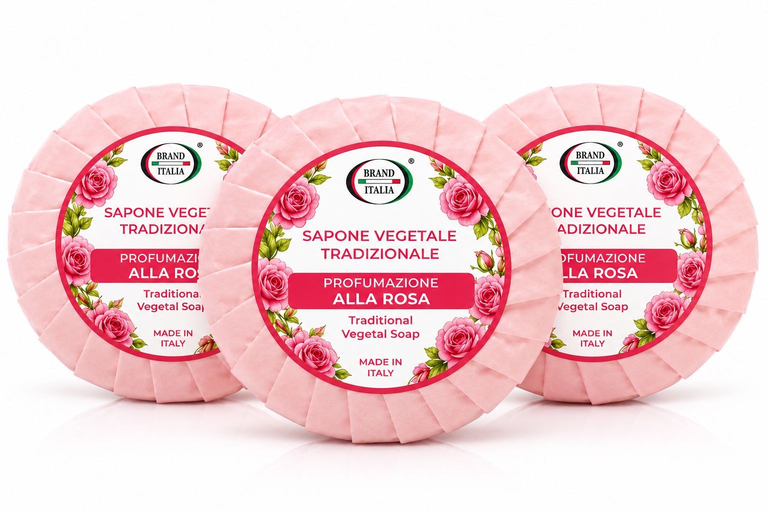 BRAND ITALIA - Saponi vegetali Tradizionali Alla Rosa 3 pz Sapone