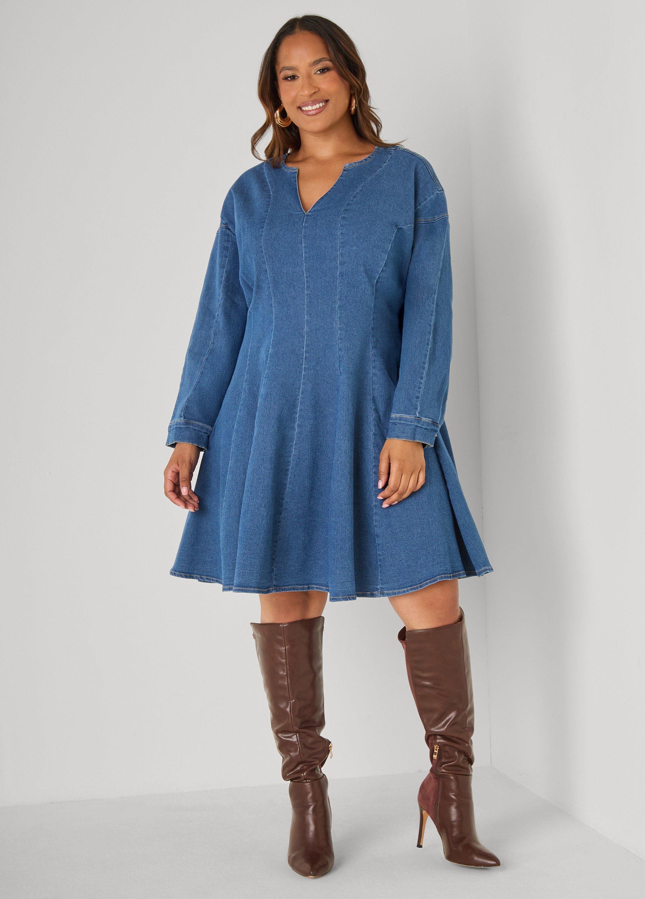 Plus Size Denim A Line Dress