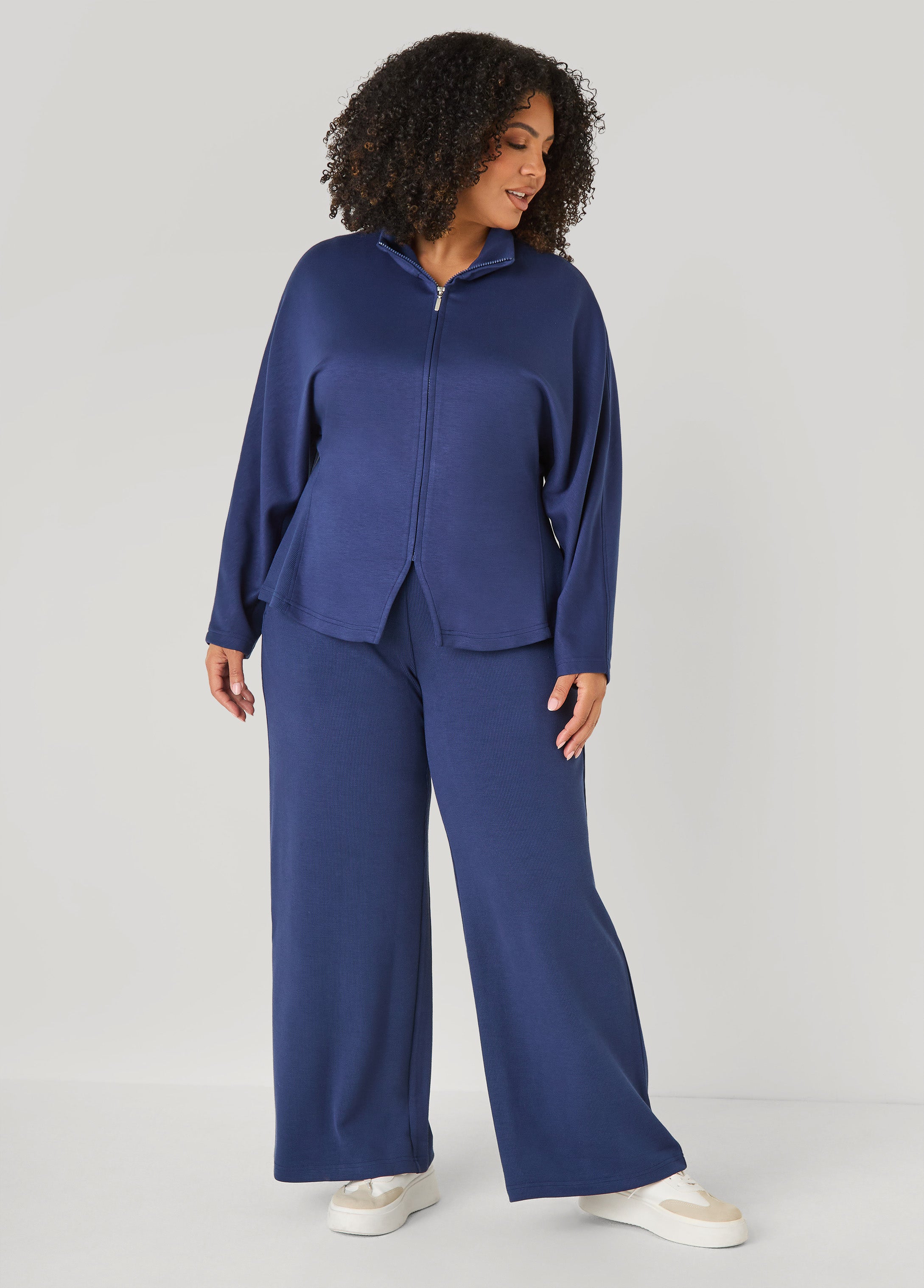 Plus Size Wide Leg Ribbed Luxe Soft Scuba Pants