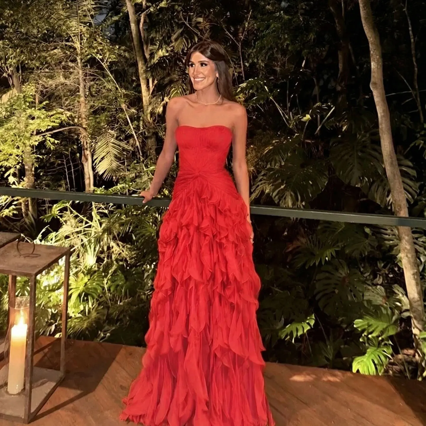 Remote Moon Elegant Strapless Ruffle Chiffon A-Line Evening Dress Saudi Arabic Formal Prom Gown Wedding Guest Customized MN070