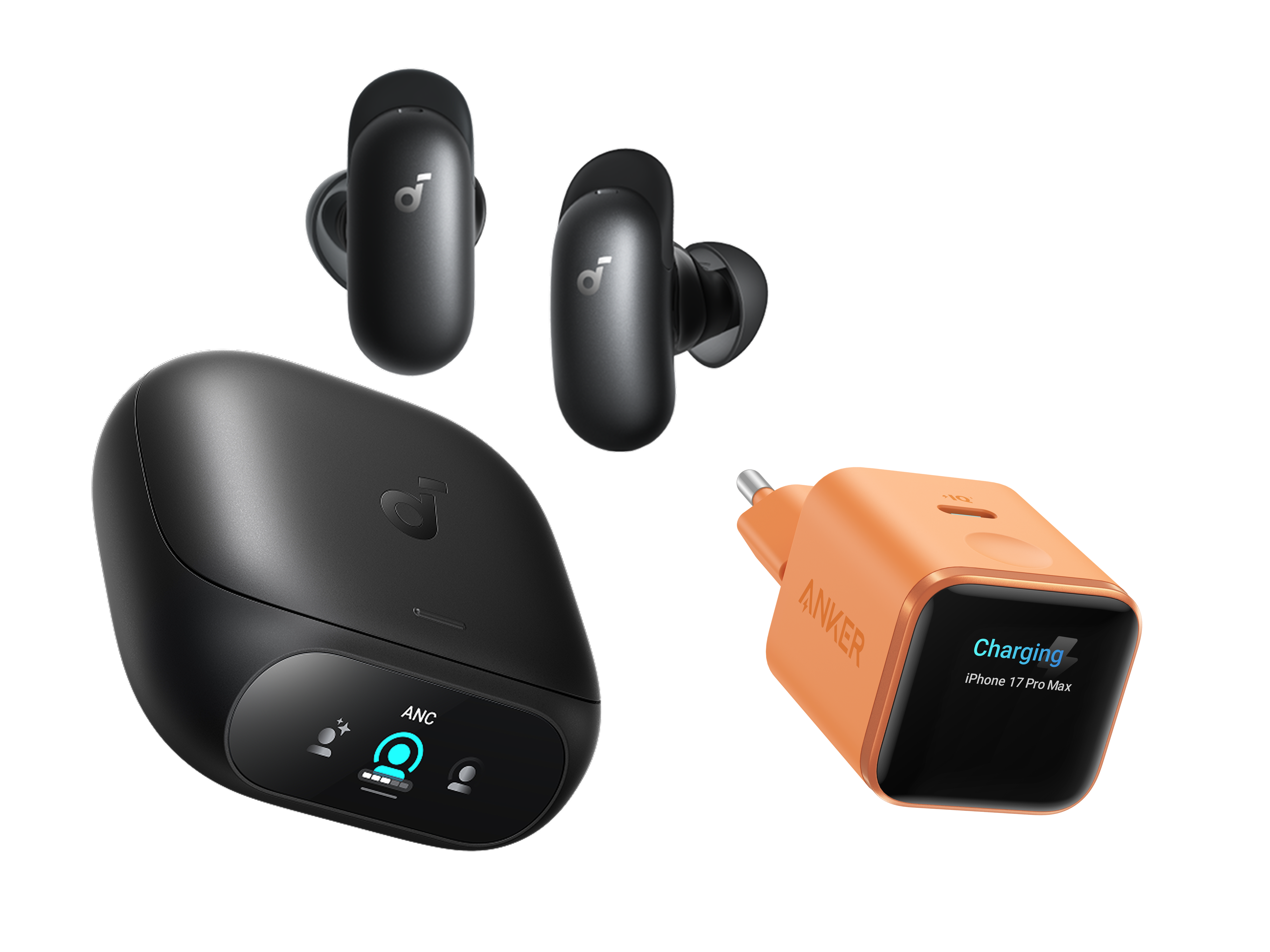 Liberty 5 Pro | Guinness-Rekord für klare Telefonate, 360° ANC 4.0, Dolby Atmos + Anker Nano Ladegerät (45W, Smart Display)