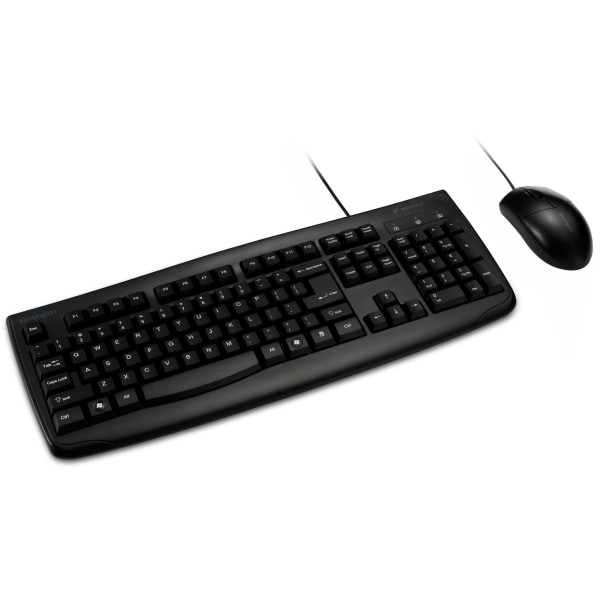 Kensington Pro Fit Washable Wired Desktop Set - USB Cable Keyboard - 104 Key - USB Cable Mouse - Optical - 1600 dpi - 3 Button - Rugged - Scroll Wheel