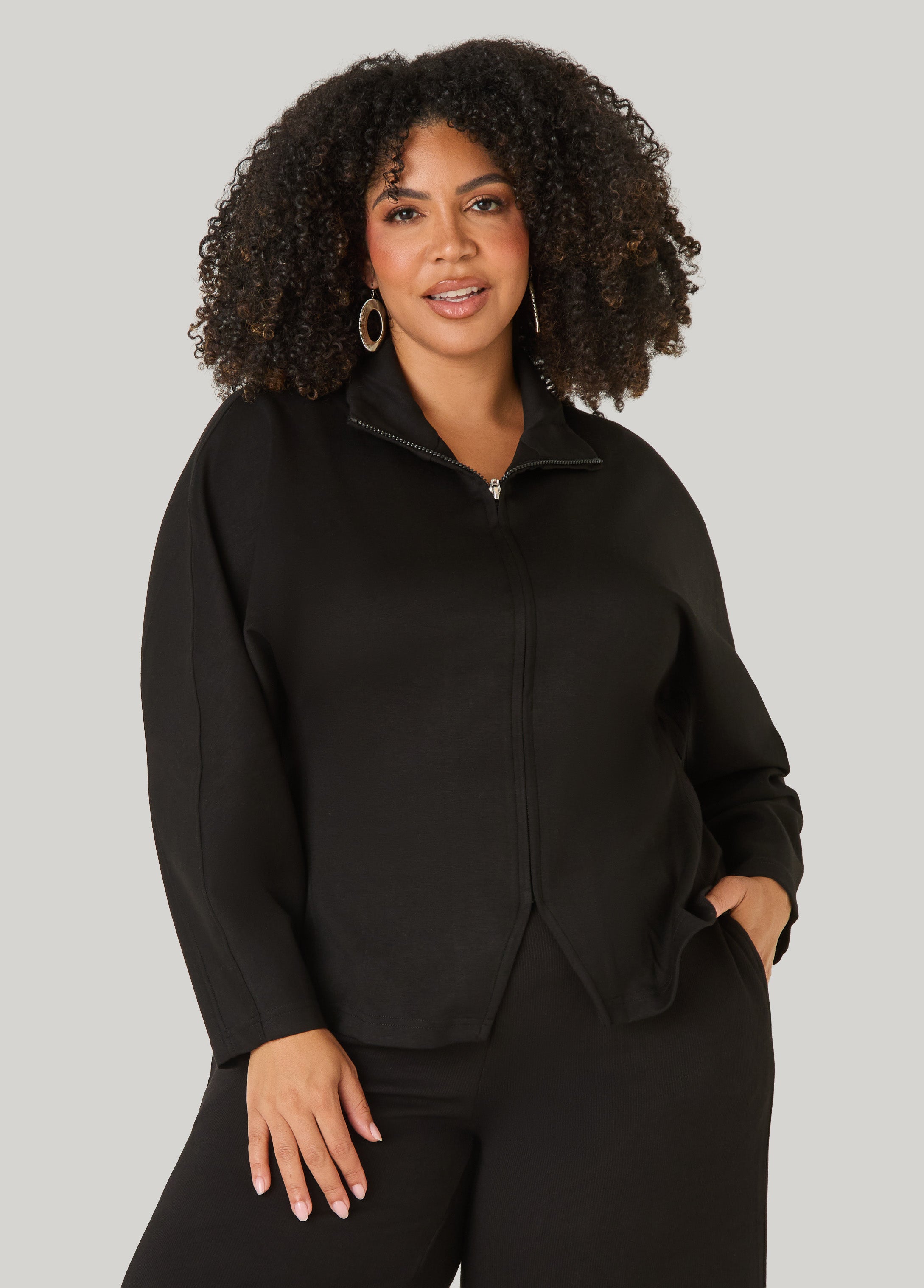 Plus Size Peplum Luxe Soft Scuba Jacket