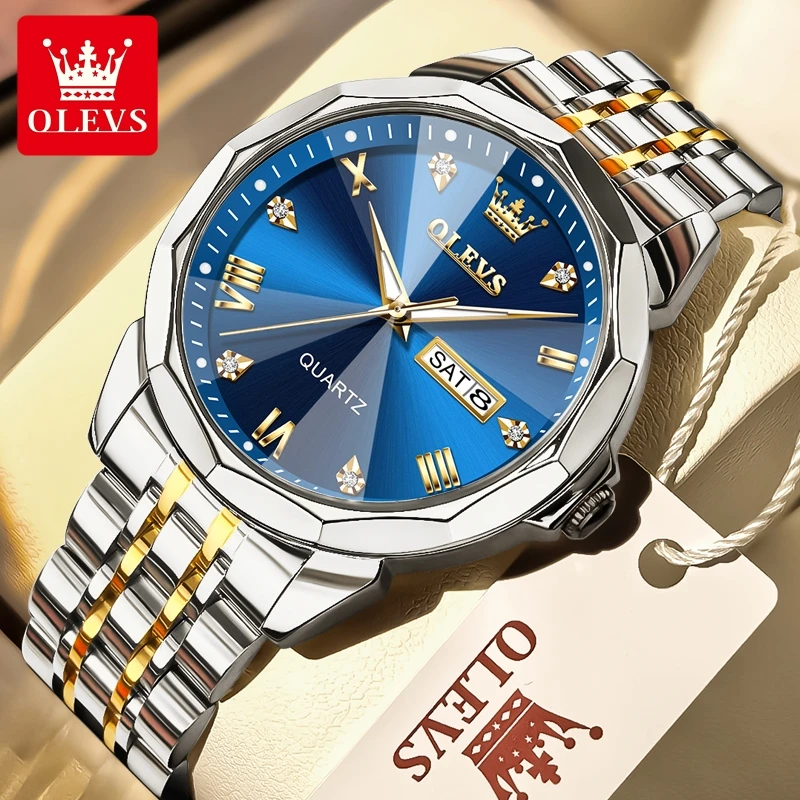 OLEVS 9931 montre pour hommes étanche lumineux Sport montres à Quartz semaine Date montres pour homme coffret cadeaux de luxe marque originale