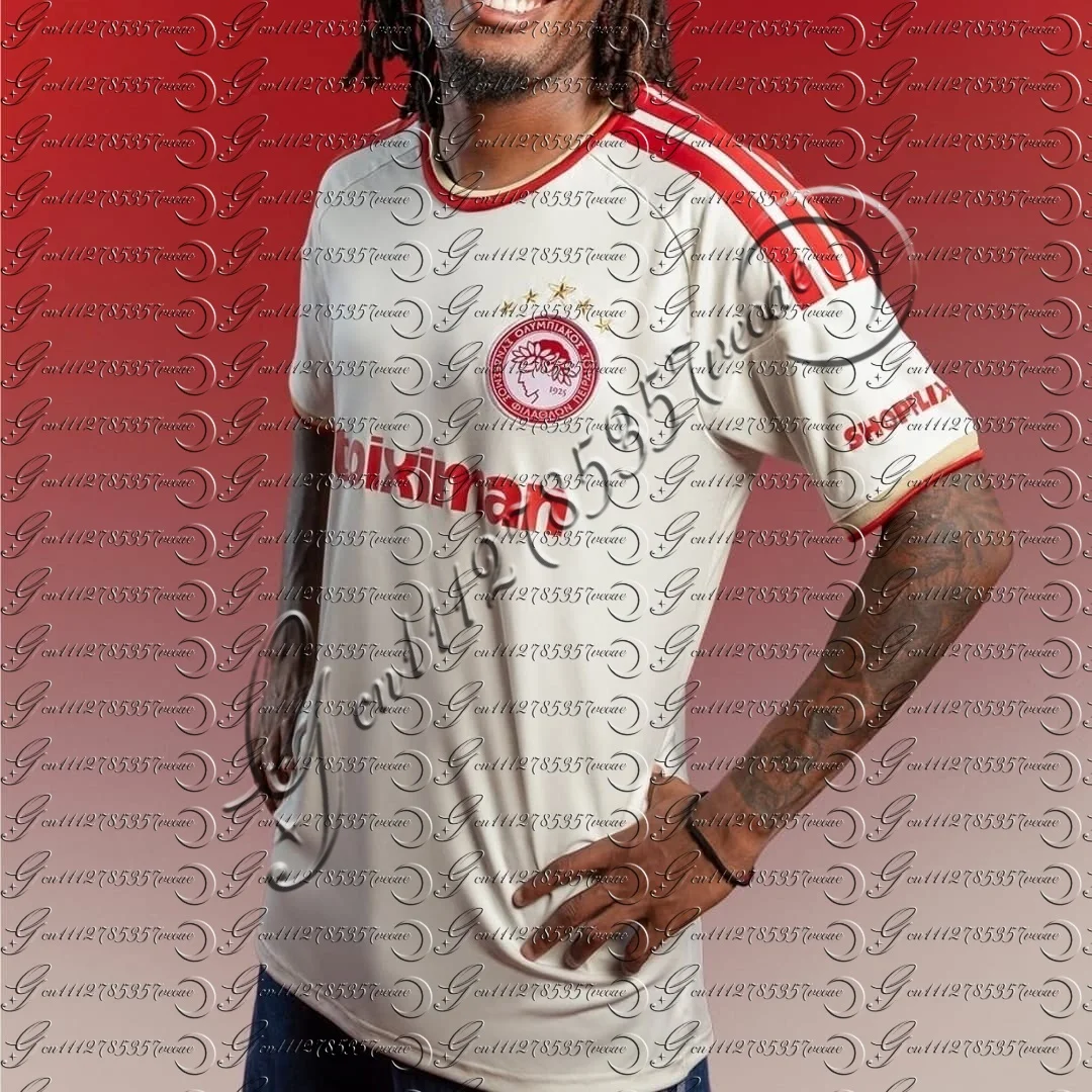 Maillot de football domicile Olympiacos pour homme, version Y2K à manches courtes, Super Ligue grecque, version fans, assorti pour la famille, nouvelle collection 25-26