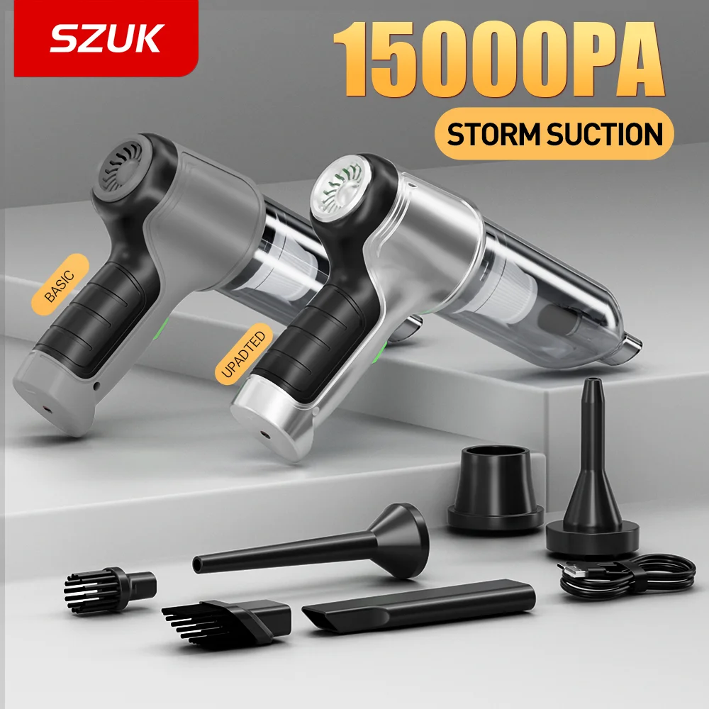 Aspirateur de voiture sans fil SZUK 15000PA, machine de nettoyage portable, aspirateur sans fil puissant, mini aspirateur à main aspirateurs sans fil aspirateur pour voiture aspirateur voiture souffleur air puissant
