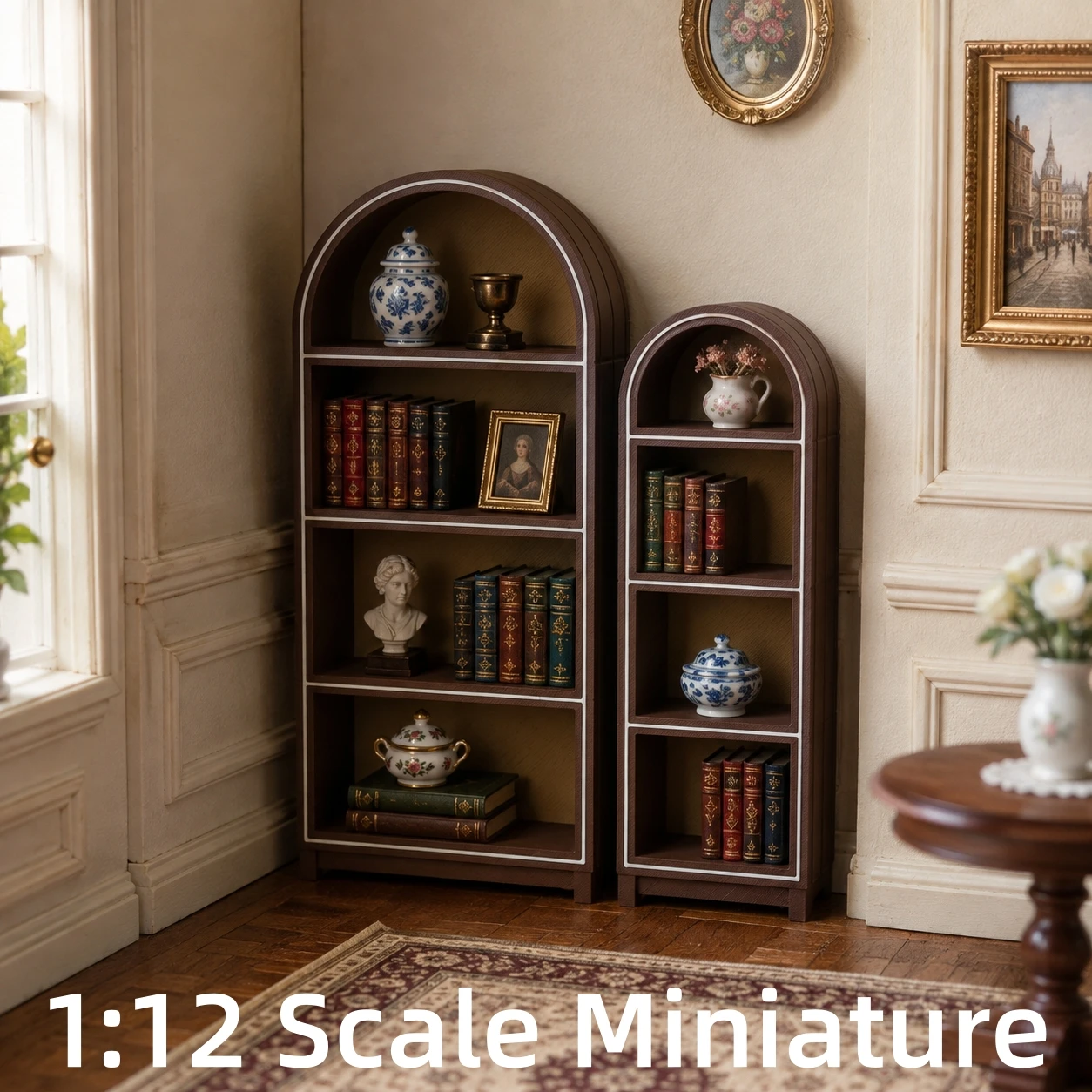 Mobilier pour maison de poupée, étagère miniature à l’échelle 1:12, présentoir, meuble de rangement, mini-meuble décoratif, idéal pour la décoration d’une pièce de maison de poupée, l’agencement de meubles dans le salon et la cuisine, la création de...