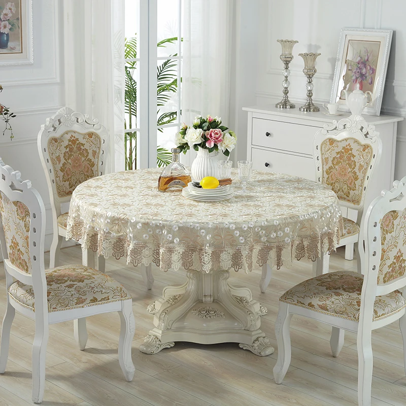 Tischdecke runder Tisch Juppe Garn Esstisch abdeckung Europa bestickte Tischdecke Tisch Hochzeit Spitze TV-Schrank Staubs chutz