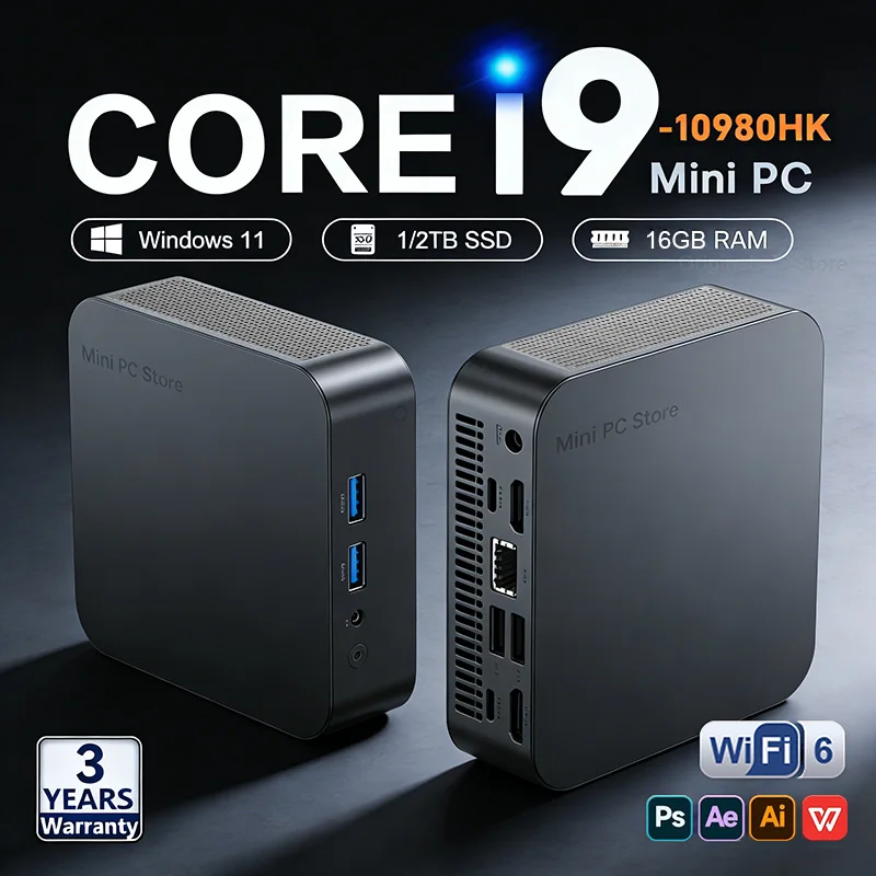 NOUVEAU Mini PC 2026 Intel Core I9 10980HK/N150 Windows 11 Pro Ordinateur de bureau pour jeux 16 Go de RAM 1 To 2 To SSD WiFi6 BT5.2 Mini PC de jeu 4K HD