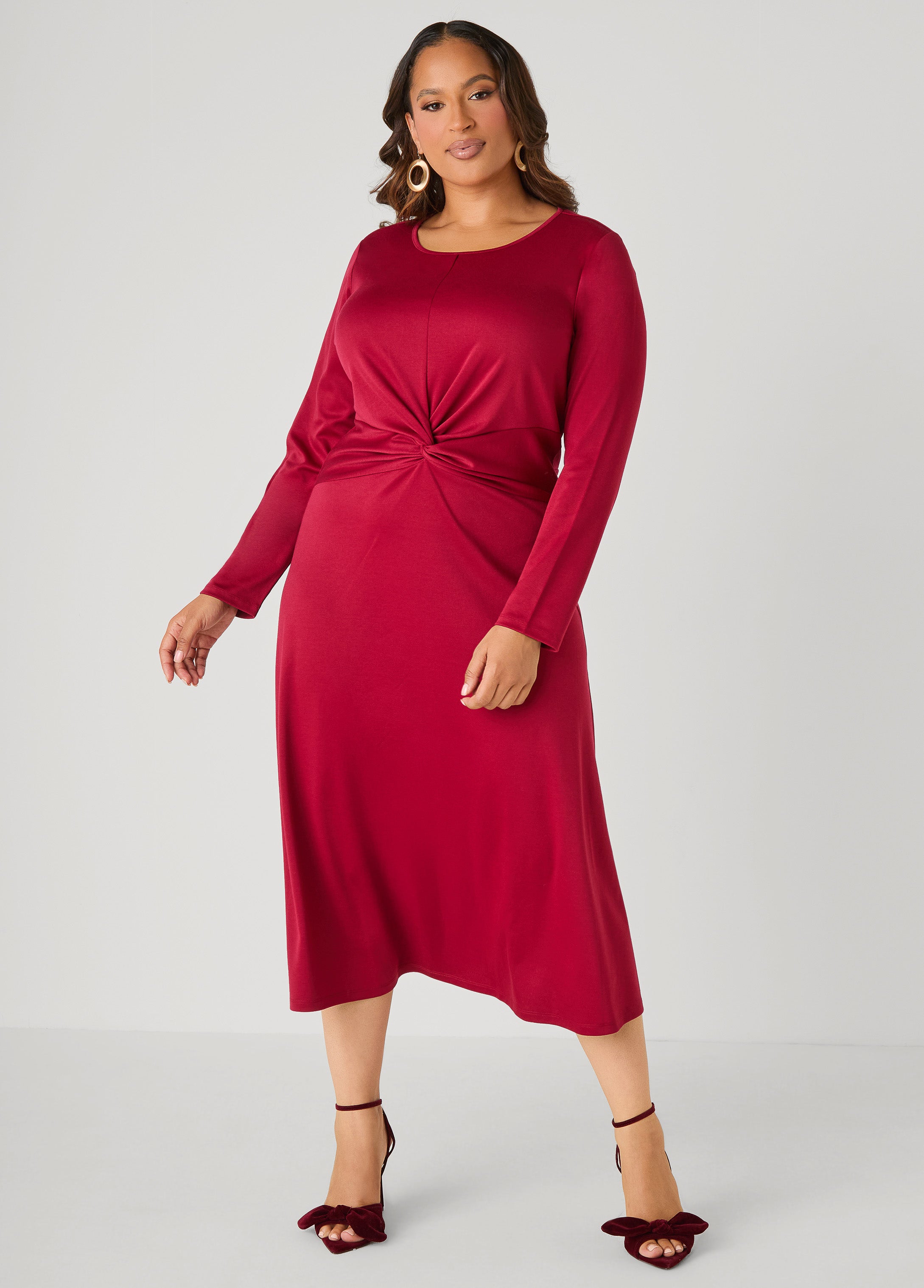 Plus Size Knotted A Line Midaxi Dress