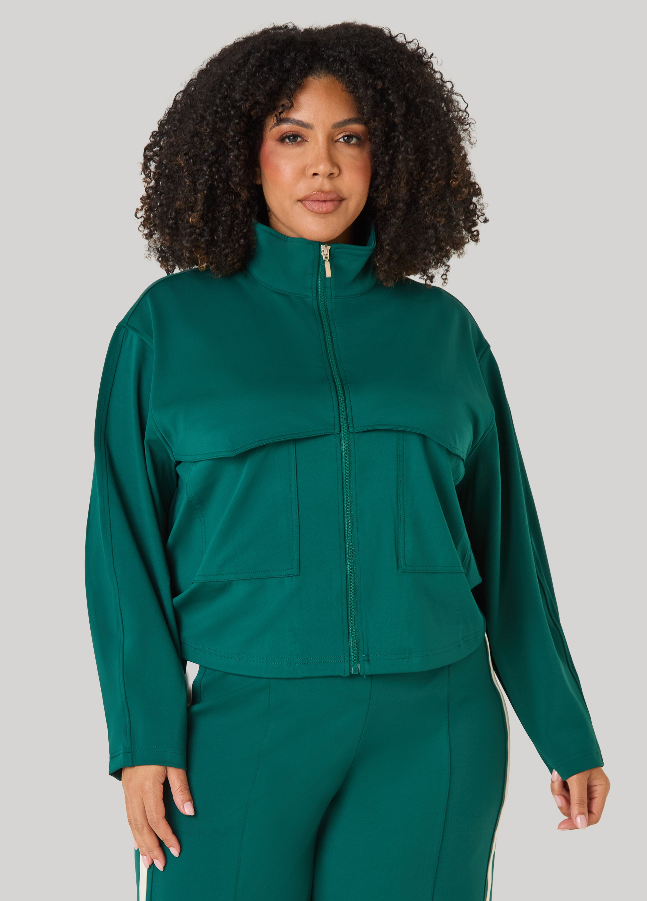 Plus Size Funnel Neck Track Jacket - Ashley Stewart