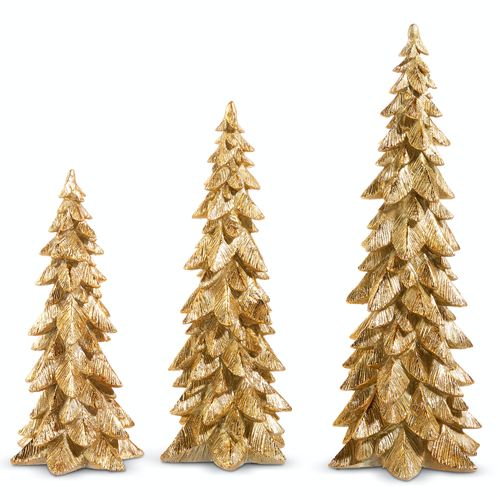 Winter Woodland Trees Gold Set of Three, Set of Three, Gold