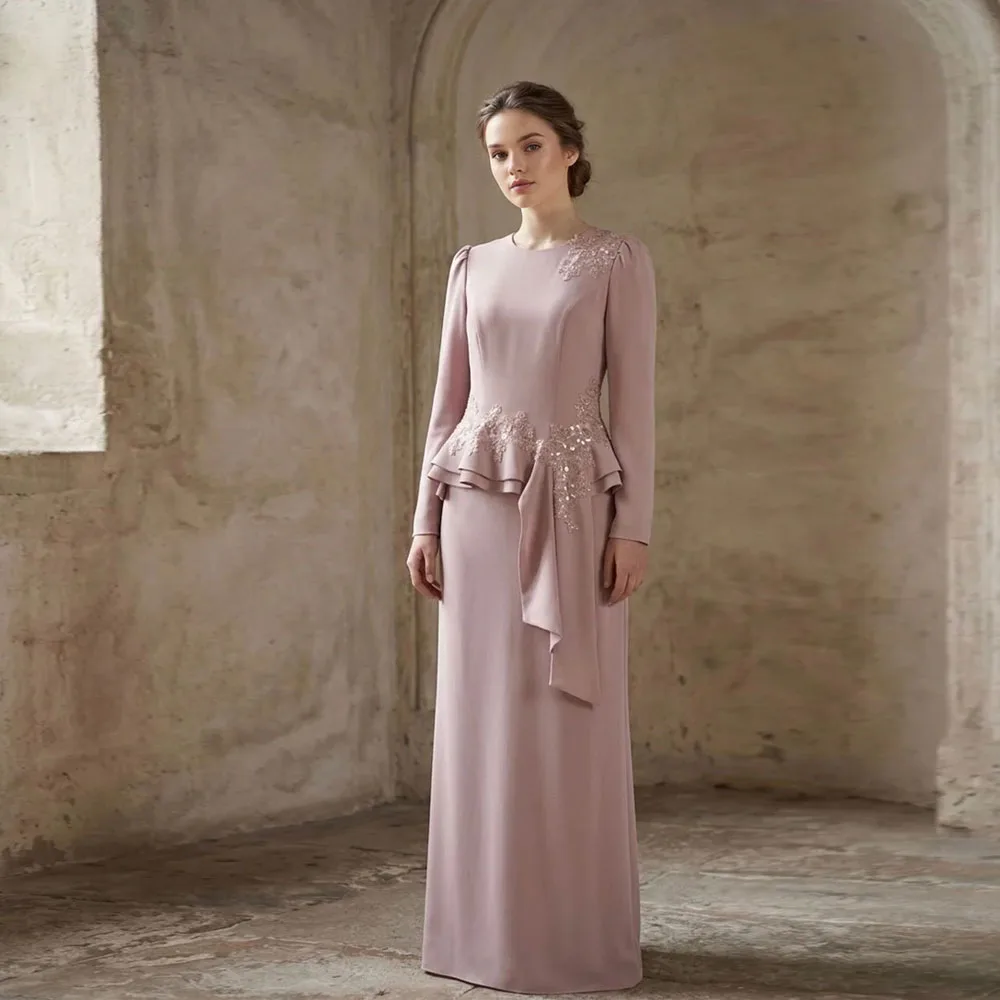 Customized Latest Women Evening Dresses Fashion Long Sleeves Prom Gowns Party Vestidos De Noite Exclusivamente Para Mulheres